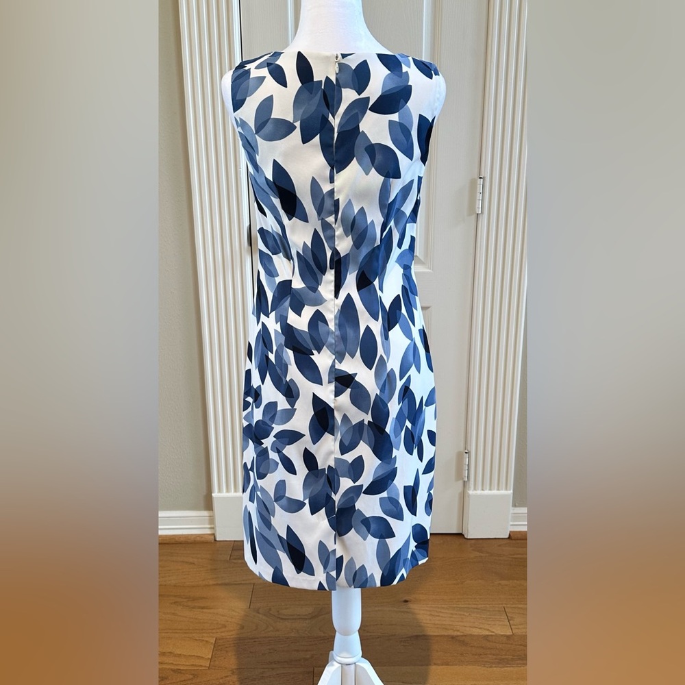 Dressbarn Sz 4 Blue and White Sheath Midi Dress Sleeveless - Picture 3 of 12